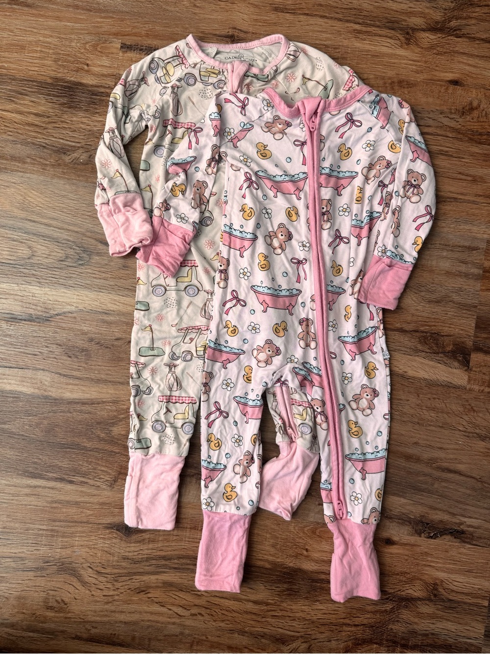 Caden Lane Baby Pink Floral & Bear Kids Pajamas